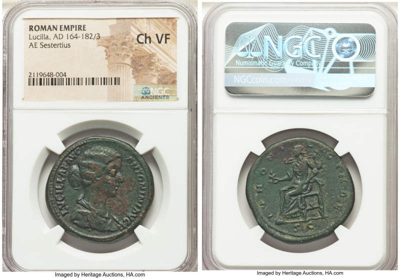 Lucilla (AD 164-182/3). AE sestertius (32mm, 11h). NGC Choice VF. Rome, AD 164-1...