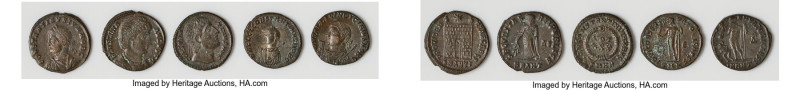 ANCIENT LOTS. Roman Imperial. Lot of five (5) AE3/4 or BI nummi. Choice Fine-XF....