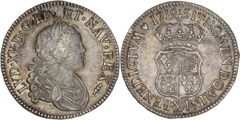 Louis XV - 1/2 écu de France-Navarre 1719 X (Amiens)

Argent - 12,05 grs - 32 mm...