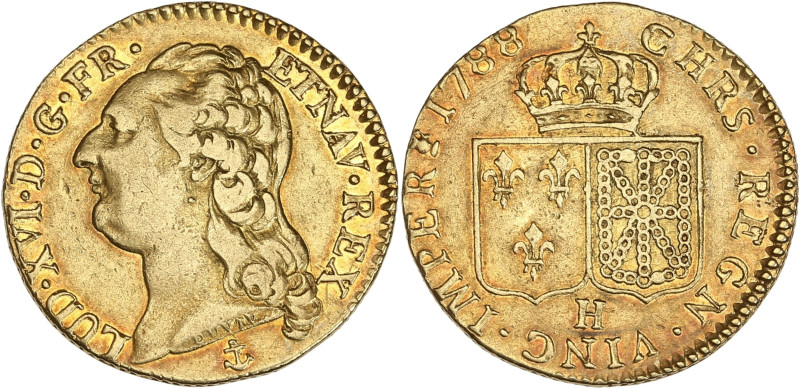 Louis XVI - Louis d’or à la tête nue 1788 H (La Rochelle)

Or - 7,56 grs - 23 mm...
