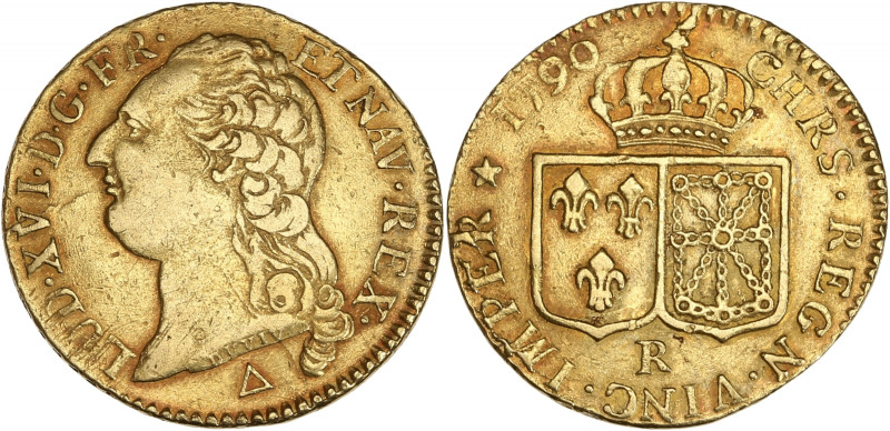 Louis XVI - Louis d’or à la tête nue 1790 R (Orléans)

Or - 7,60 grs - 24 mm
G.3...