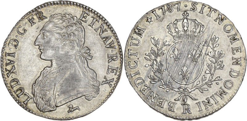 Louis XVI - Ecu au buste habillé 1787 R (Orléans)

Argent - 29,20 grs - 41 mm
G....
