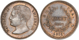Napoléon II - ESSAI du quart de Franc 1816 (Bruxelles)

Bronze - 1,78 grs - 15 mm
G.351 / Maz.641
SPL

Rare ! Magnifique exemplaire légèrement t...