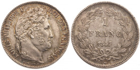 Louis-Philippe tête laurée - 1 franc 1847 A (Paris)

Argent - 5,03 grs - 23 mm
F.210-110 / G.453
SUP+

Bel exemplaire anciennement nettoyé (hairlines)...