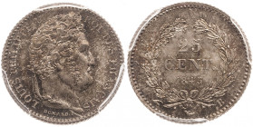 Louis-Philippe tête laurée - 25 centimes 1845 B (Rouen)
Coque PCGS : 35333715

Argent - 1,25 grs - 15 mm
F.167-1 / G.357
FDC / MS66

Monnaie gradée pa...