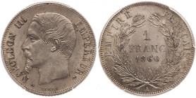 Napoléon III tête nue - 1 franc 1860 A (Paris) - Différent abeille
Coque PCGS : 35333706

Argent - 5,00 grs - 23 mm
F.214-15 / G.460
SPL / MS63

Monna...