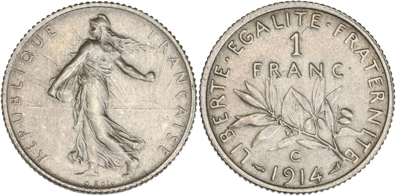 Semeuse - 1 franc 1914 C (Castelsarrasin)

Argent - 5,02 grs - 23 mm
F.217-20 / ...