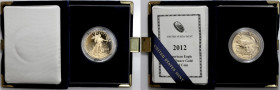 USA, American Eagle - 50 dollars (1 once) 2012

Or 916/1000 - 33,93 grs - 33 mm
KM21-219
BE / PROOF

Magnifique monnaie dans sa boite d'origine et acc...