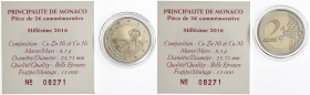 Monaco - 2 euros 2016 - Charles III fonde Monte-Carlo
Frappe Belle Epreuve.

Bimétallique - 8,50 grs - 25,5 mm
MC.209
FDC

Rare ! Tirage de 15 000 exe...