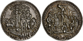 Adam et Eve et Crucifixion - Médaille argent (sans doute 16ème siècle)
A/ Adam et Eve
R/ Crucifixion

Argent - 12,77 grs - 36,5 mm
TB à TTB

Semble d'...