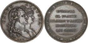 Espagne - Médaille frappée pour illustrer la nouvelle méthode de frappe inventée par Droz, 1801

Cuivre - 26,09 grs - 39,5 mm
Bramsen.187
TTB+