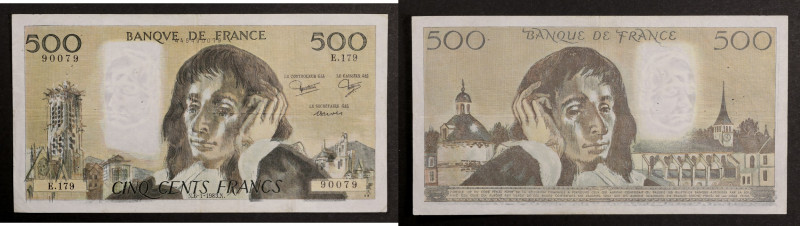 France - 500 francs Pascal 6 janvier 1983 - Fauté
Alphabet E.179 / Numéro 90079
...