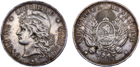 Argentina Federal Republic 1 Peso 1882 Silver XF 25g KM# 29