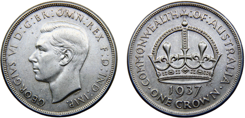 Australia Commonwealth George VI 1 Crown 1937 Melbourne mint Coronation of King ...