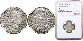 Austria Holy Roman Empire Duchy of Silesia Ferdinand II 3 Kreuzer 1628 HR Breslau mint Silver NGC MS62 KM# 491