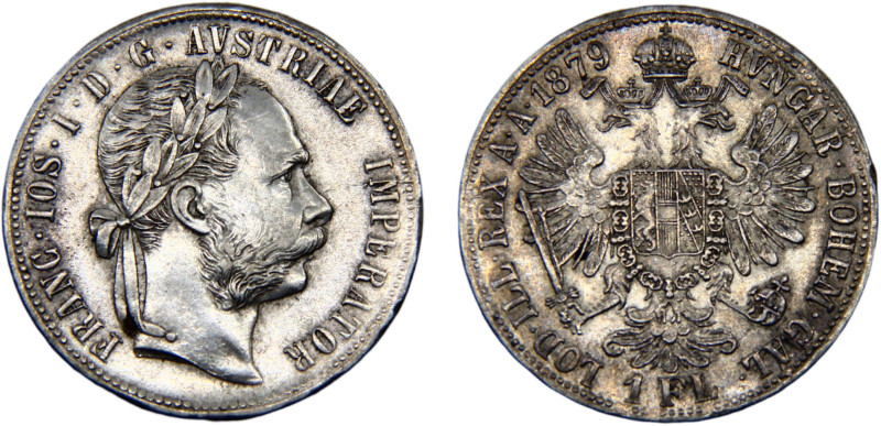 Austria Austro-Hungarian Empire Franz Joseph I 1 Florin 1879 Vienna mint Silver ...
