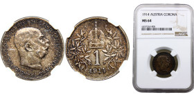 Austria Austro-Hungarian Empire Franz Joseph I 1 Corona 1914 Silver NGC MS64 KM# 2820