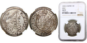 Austria Holy Roman Empire Leopold I 15 Kreuzer 1696 IA Graz mint Silver NGC AU55 KM# 1375
