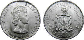 Bermuda British colony Elizabeth II 1 Crown 1964 Royal mint Silver UNC 22.5g KM# 14