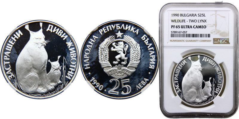 Bulgaria People's Republic 25 Leva 1990 Sofia mint(Mintage 14840) Endangered Wil...