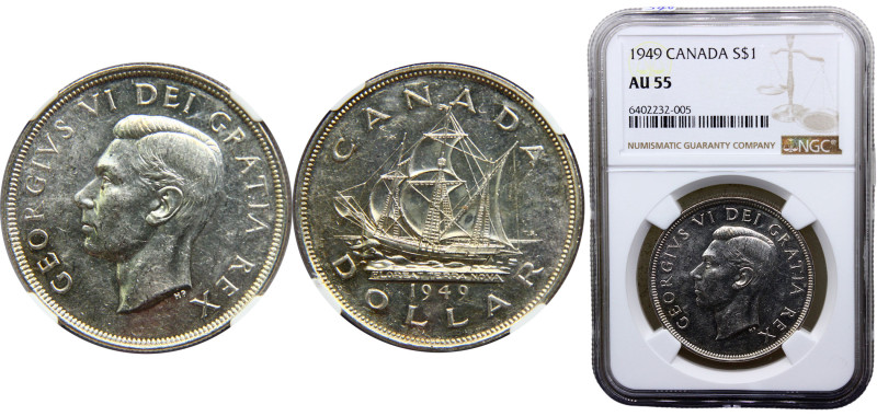 Canada Commonwealth George VI 1 Dollar 1949 Ottawa mint Accession of Newfoundlan...