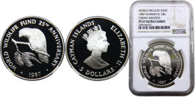 Cayman Islands British colony Elizabeth II 5 Dollars 1987 25th Anniversary of the World Wildlife Fund Silver NGC PF67 KM# 95