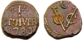 Ceylon Dutch East India Company 1 Stuiver 1783 Copper VF 13g KM# 26