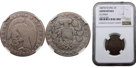 Chile Republic 2 Reales 1847 So IJ Santiago mint small type Silver NGC G KM# 100.2