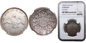 Chile Republic 50 Centavos 1854 So Santiago mint Silver NGC XF KM# 128