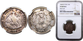 Chile Republic 20 Centavos 1866 So Santiago mint Silver NGC VF KM# 135