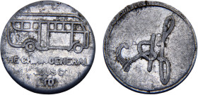 China Republic 1 Cent ND (1939) The China General Omnibus Co. Ltd. Token, British-owned company that was registered in Hong Kong, but exclusively serv...
