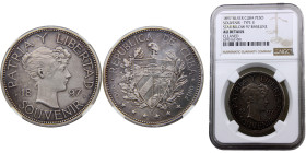 Cuba Pre-Republic 1 Peso 1897 Providence mint(Mintage 4286) Type II, "Souvenir Peso" Silver NGC AU X# M2