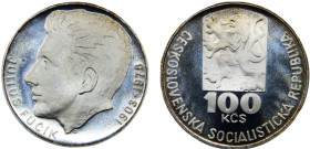 Czechoslovakia Socialist Republic 100 Korun 1978 (Mintage 5000) 70 Years, Birth of Julius Fučík Silver PF 15.2g KM# 92