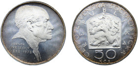 Czechoslovakia Socialist Republic 50 Korun 1978 (Mintage 5000) 100 Years, Birth of Zdeněk Nejedlý Silver PF 13g KM# 90