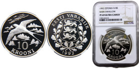 Estonia Republic 10 Krooni 1992 (Mintage 10000) Barn Swallow Silver NGC PF69 KM# 26