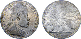 Ethiopia Empire Menelik II 1 Birr EE1892 (1900) Lion's right foreleg raised Silver VF 27.8g KM# Pn5