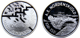 Finland Republic 10 Euro 2007 (Mintage 33000) 175th Anniversary of A. E. Nordenskiold Silver PF 25g KM# 134