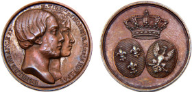 France Kingdom Henri V Medal 1846 Marriage of Henri V with Marie Therese Beatrice, 20mm Bronze UNC 4.7g
