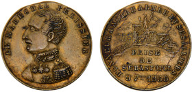 France Second Empire Napoleon III Medal 1855 Pairs mint Sevastopol, Le Marechal pelisir, 24mm bronze XF 5g