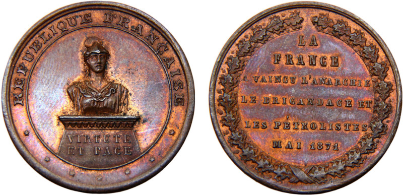 France Third Republic Medal 1871 Defeated the lawless bandits and petrologues, m...