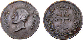 France Kingdom Henri V Medal ND Fantasy currency, 13mm Bronze XF 5.4g