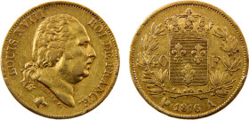 France Louis XVIII 40 Francs 1816 A Paris mint Gold XF 12.9g KM# 713