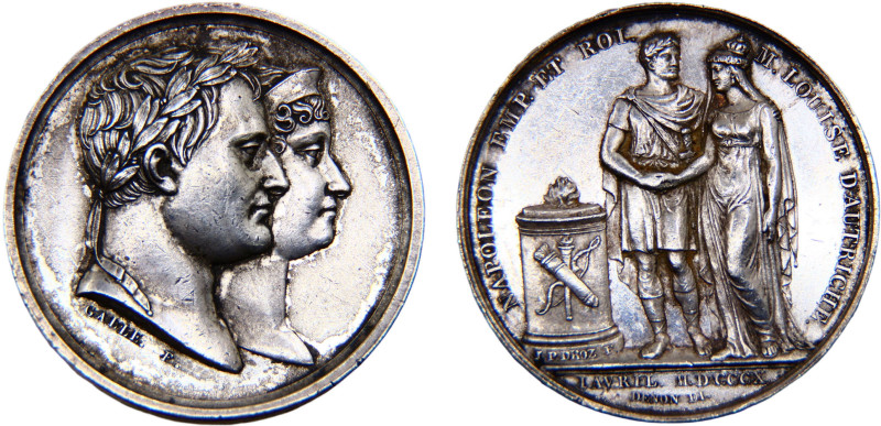 France First Empire Napoleon I Medal 1810 Marriage of Napoleon I and Marie-Louis...