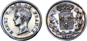 France Kingdom Henri V 1/2 Franc 1833 Fantasy currency Silver AU 2.4g X# 23