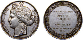 France Second Republic Medal 1851 Agricultural science and Art Society of Lille Silver AU 21.5g