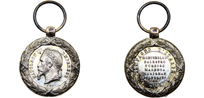 France Second Empire Napoleon III Medal 1859 Italian Campaign, 28mm*18mm Silver ...