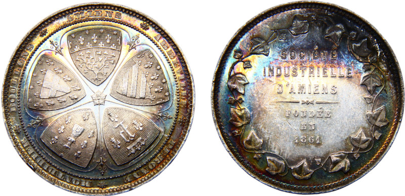 France Second Empire Napoleon I Jeton 1861 Amiens Industrial Company Silver UNC ...