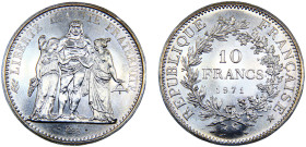 France Fifth Republic 10 Francs 1971 "Hercules" Silver BU 25g KM# 932
