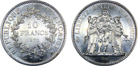 France Fifth Republic 10 Francs 1972 "Hercules" Silver BU 25g KM# 932