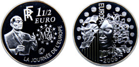 France Fifth Republic 1½ Euro 2006 (Mintage 31517) 120th Anniversary of the Birth of Robert Schuman Silver PF 22.4g KM# 2037